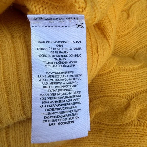 Ralph Lauren Wool & Cashmere Cable Knit Sweater in Yellow
